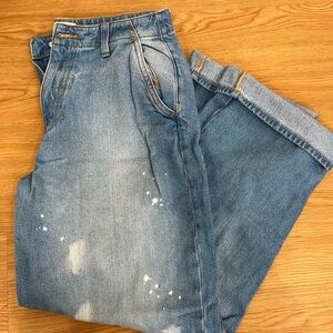 Universal Thread Light Blue Relaxed Denim Jeans with Paint-Effect Details